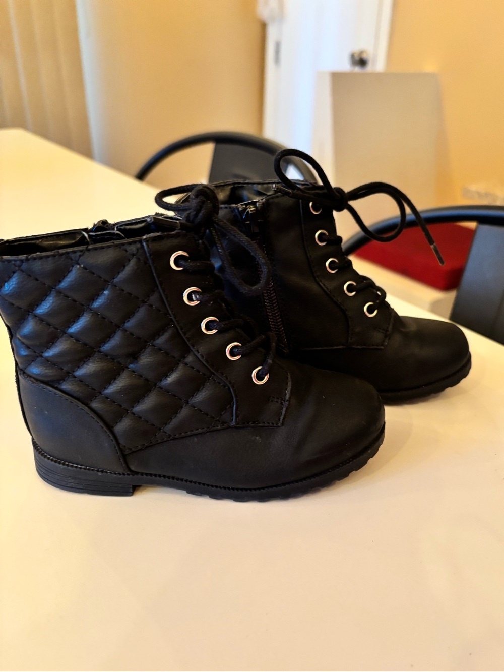Kids Quilted Lace-Up Ankle Boots